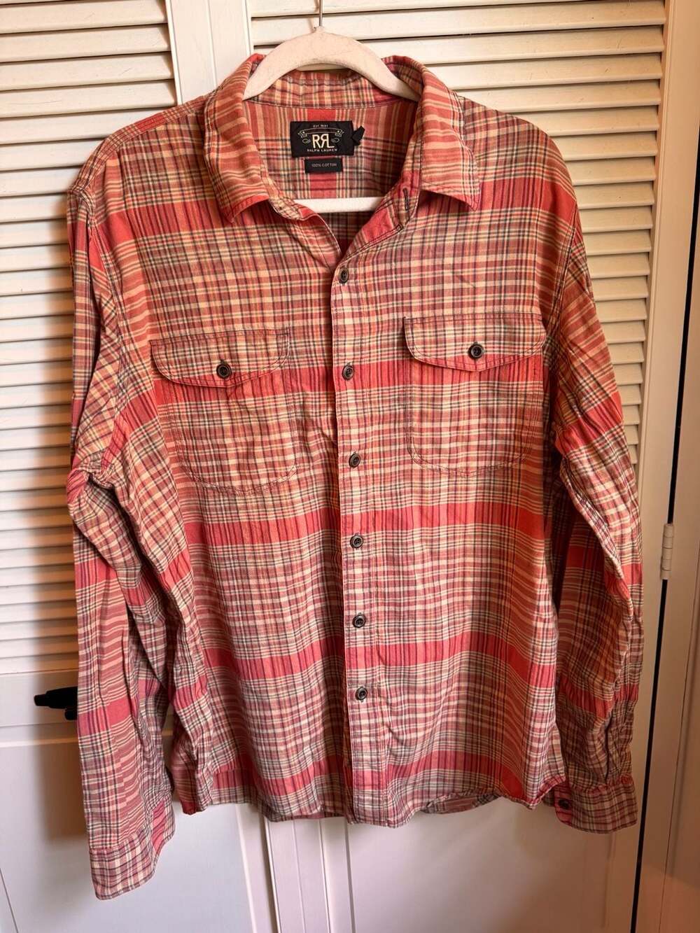 RRL Ralph Lauren Plaid Farrell Workshirt Red Blue Green Size XL